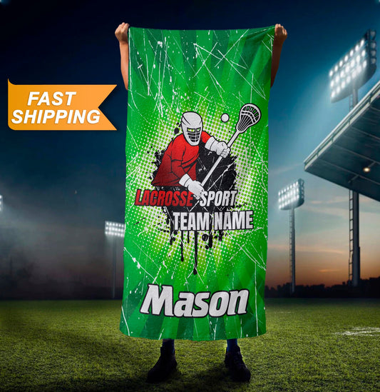 Lacrosse Beach Towel, Lacrosse Team Personalized Towels, Lacrosse Team Gifts - Custamazegifts.com