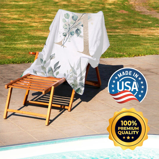 Floral Print Monogrammed Beach Towel, Personalized Gifts with Initials for Her T62 - Custamazegifts.com