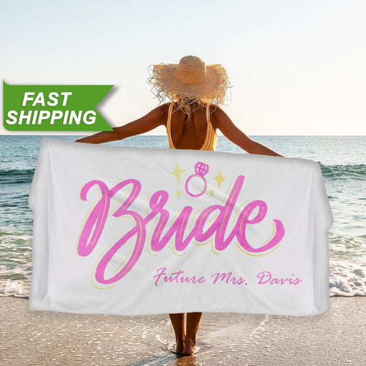 Team Bride Beach Towels, Future Mrs Custom Bachelorette Gifts for Her T158 - Custamazegifts.com