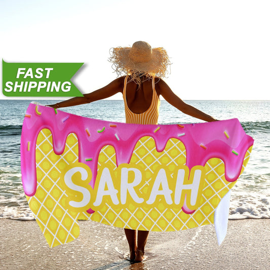 Ice Cream Summer Towel, Fruit Print Beach Towel, Personalized Gifts T166 - Custamazegifts.com