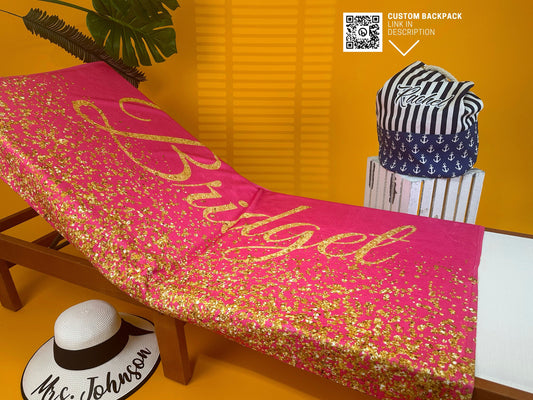 Personalized Beach Towel with Your Name, Bride Beach Towel Custom BG - Custamazegifts.com