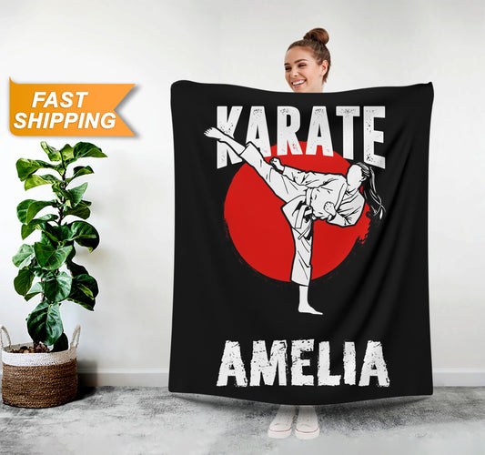 Karate Blanket, Custom Blanket, Personalized Karate Gift for Him Her - Custamazegifts.com