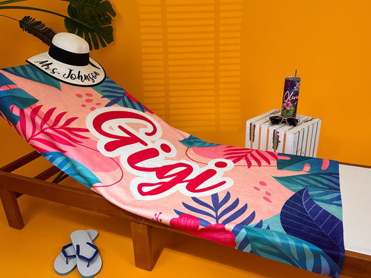 Custom Beach Towel, Personalized Pool Towel Tropical Print Bath Towels - Custamazegifts.com