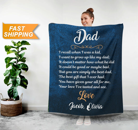 Fathers Day Blanket, Poem for Dad Blanket - Custamazegifts.com