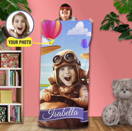 Customize Pilot Towel Aviator Beach Girls' Gift - Custamazegifts.com