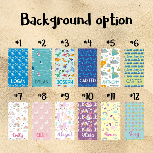 Personalized Kids Beach Towel, Dinosaur Unicorn Print Towels with Name T20#4 - Custamazegifts.com