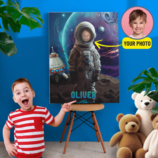 Cosmos Photo Print Canvas, Space Fan Kids Personalized Gift - Custamazegifts.com
