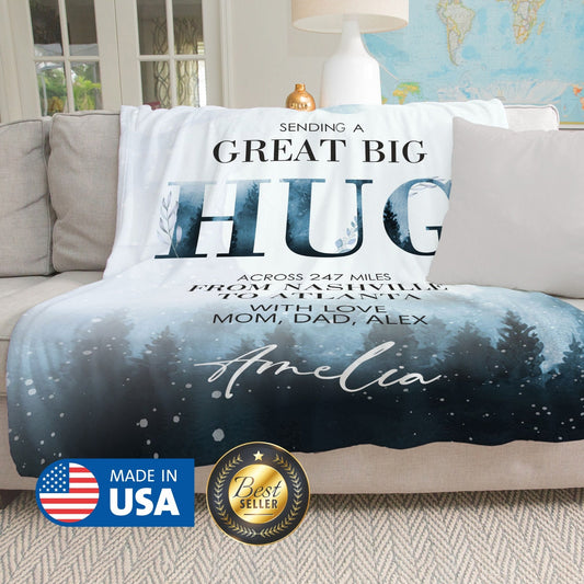 Sending a Great Big Hug Blanket, Custom Blanket with Your Text - Custamazegifts.com