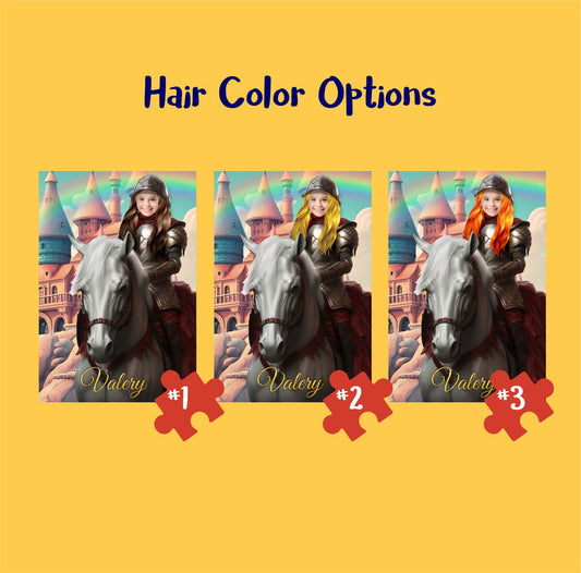 Knight Girl Photo Puzzle, Personalized Fairy Tale Birthday Gift for Girls - Custamazegifts.com