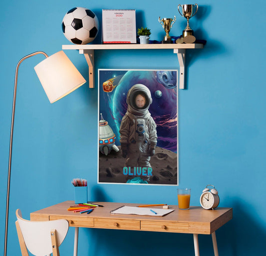 Astronaut Photo Poster, Cosmos Space Boys Personalized Birthday Gift - Custamazegifts.com