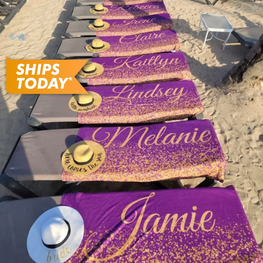 Personalized Beach Towel with Your Name, Bride Beach Towel Custom BG - Custamazegifts.com