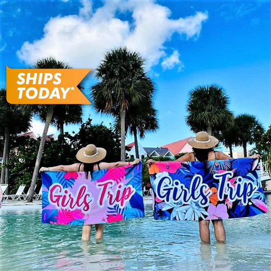 Custom Beach Towel, Personalized Pool Towel Tropical Print Bath Towels - Custamazegifts.com