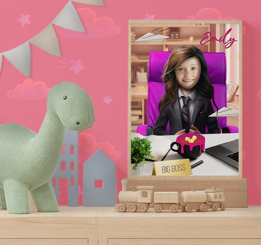 Lady Boss Poster, Personalized Girl in a Suit Portrait Gift for Her - Custamazegifts.com