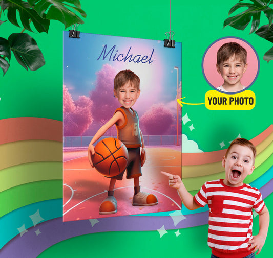 Basketball Fan Portrait Poster from Photo - Custamazegifts.com