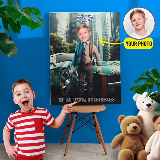 Businessman Kids Photo Canvas, Nothing Personal Just Business Custom Boys Gift - Custamazegifts.com