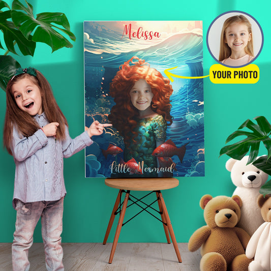 Little Mermaid Girl Photo Canvas, Gift Suggestions for Her - Custamazegifts.com