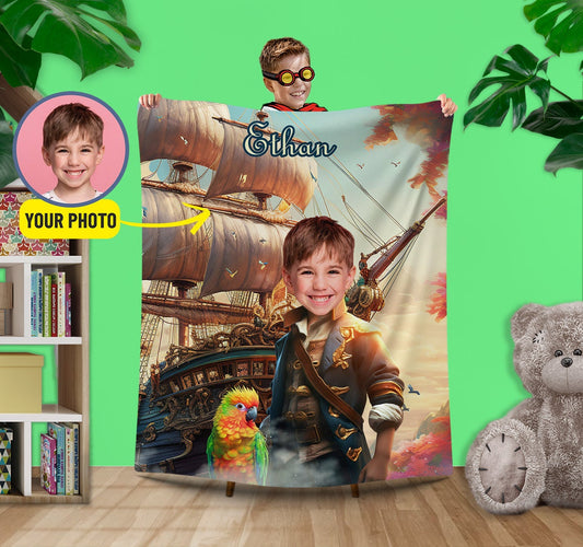 Pirate Fan Custom Kids Blanket Gift - Custamazegifts.com