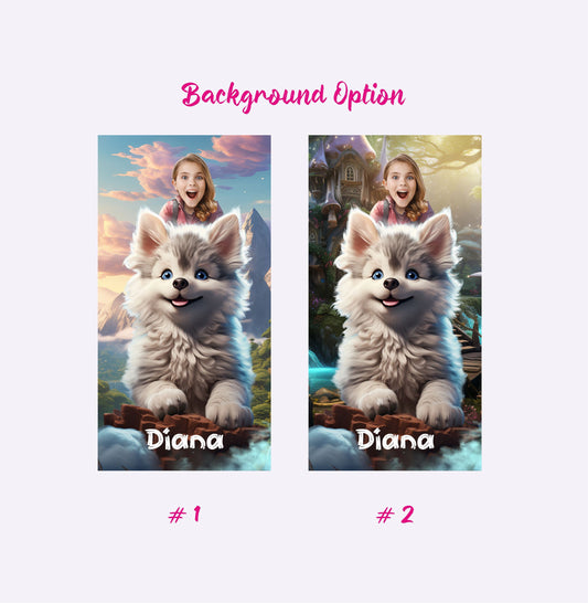 Personalized Girl and Wolf Beach Towel, Gift Suggestions for Her - Custamazegifts.com