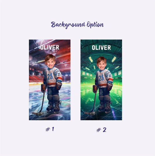 Hockey Player Photo Beach Towel, Hockey Team Gifts for Boys - Custamazegifts.com