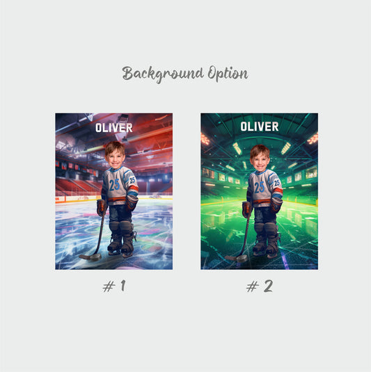 Hockey Themed Photo Canvas, Custom Hockey Player Kids Gift - Custamazegifts.com