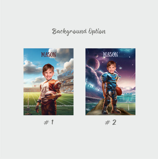 Football Player Custom Photo Canvas for Boy, Football Team Gifts - Custamazegifts.com