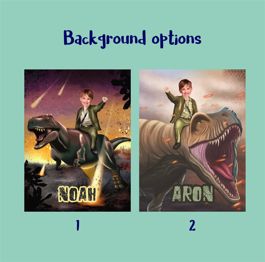 Boys Dinosaur T Rex Photo Face Portrait Poster - Custamazegifts.com