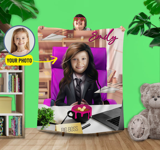 Big Boss Girl - Personalized Photo Blanket For Her - Custamazegifts.com