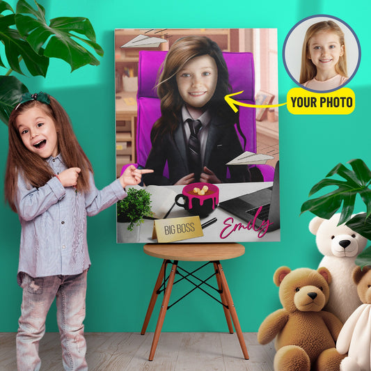 Personalized Girl in a Suite Canvas, Lady Boss Gift for Her - Custamazegifts.com