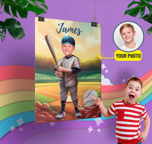 Baseball Sports Photo Poster, Customize Baseball Player Wall Art for Him - Custamazegifts.com