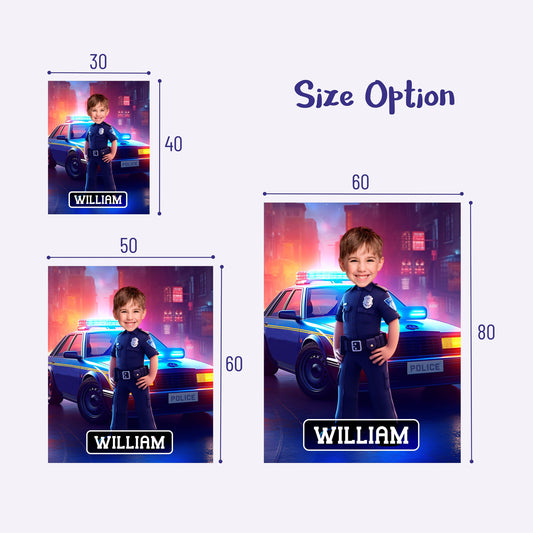 Police Boy Photo Blanket, Policeman Gifts for Kids - Custamazegifts.com