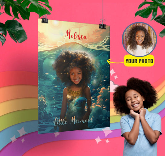 Little Mermaid Princess Birthday Fairytale Gift Poster - Custamazegifts.com