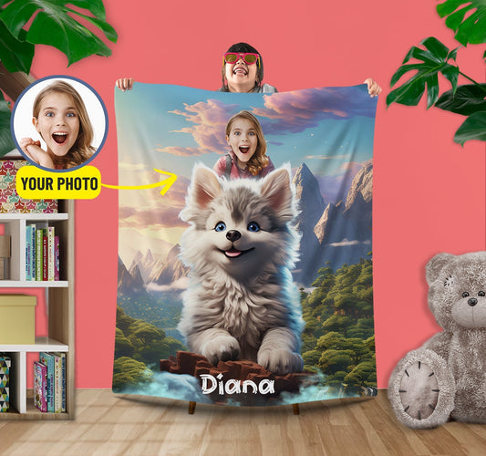 Girl and Wolf Personalized Blanket for Her - Custamazegifts.com