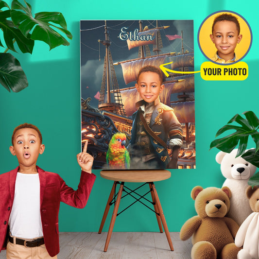 Caribbean Pirate Photo Canvas Wall Art, Pirate Themed Gift for Him - Custamazegifts.com