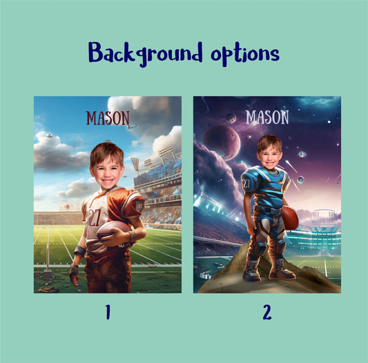 Football Portrait from Photo, Personalized Poster for Football Player Sports Fan - Custamazegifts.com