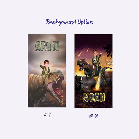 Personalized Dinosaur Photo Towel, Fun Jurassic Pool Party Gifts for Boys - Custamazegifts.com