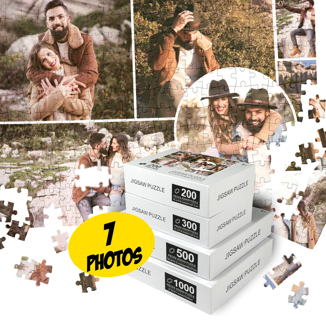 Custom Puzzle Collage, Add 7 Pictures, Photo Jigsaw Puzzles - Custamazegifts.com 