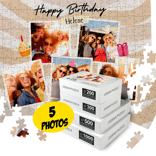 Personalized Photo Collage Puzzle Happy Birthday Gift for Him Her