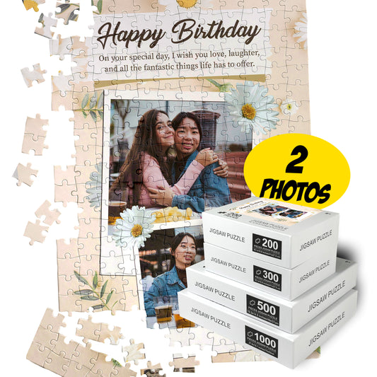 Custom Puzzle Collage of Two Photos for Birthday - 200, 300, 500, 1000 Piece Puzzles