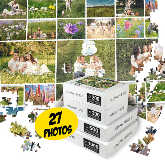 Personalized Collage Puzzle, Add 27 Photos, Custom Game Puzzle - Custamazegifts.com 