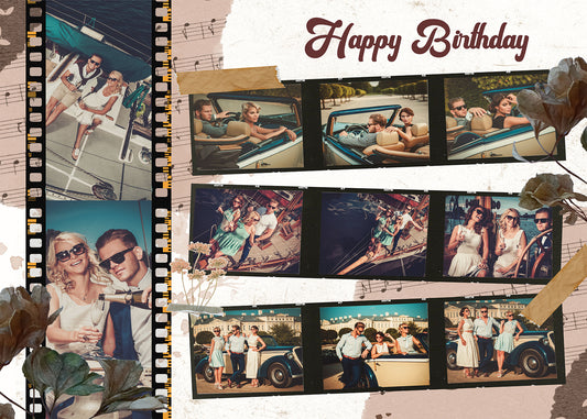 Unique Birthday Gift Puzzle Collage Cinema Filmstrip of 12 Photos