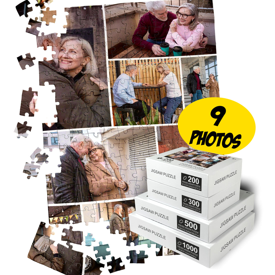 Jigsaw Collage from 9 Photos, Personalized Gift Picture Puzzle - Custamazegifts.com 