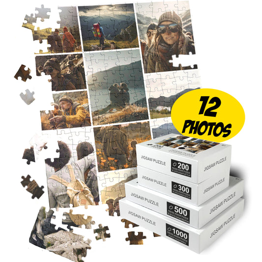 Personalized Puzzle of 12 Photos, Custom Collage Puzzle - Custamazegifts.com 