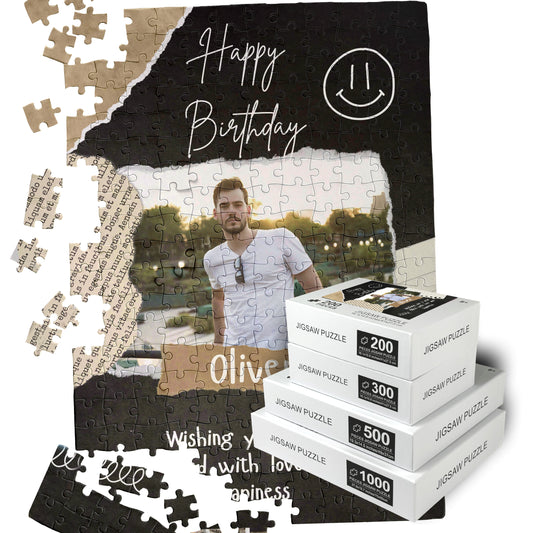 Birthday Jigsaw Puzzle with Photo, Custom Puzzle 200 300 500 1000 Piece