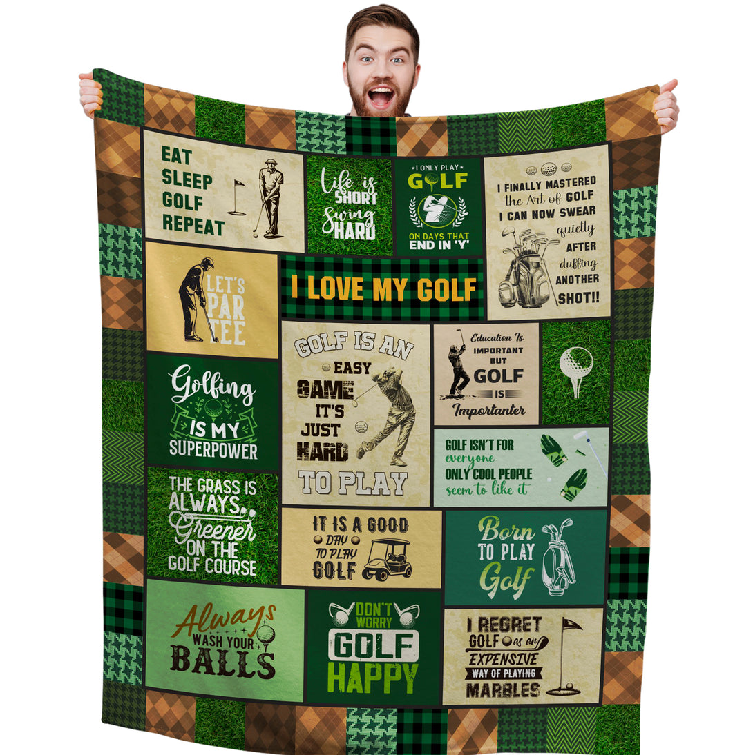 Golf Throw Blanket, Golf Gifts for Men, Retirement Gift - Custamazegifts.com 