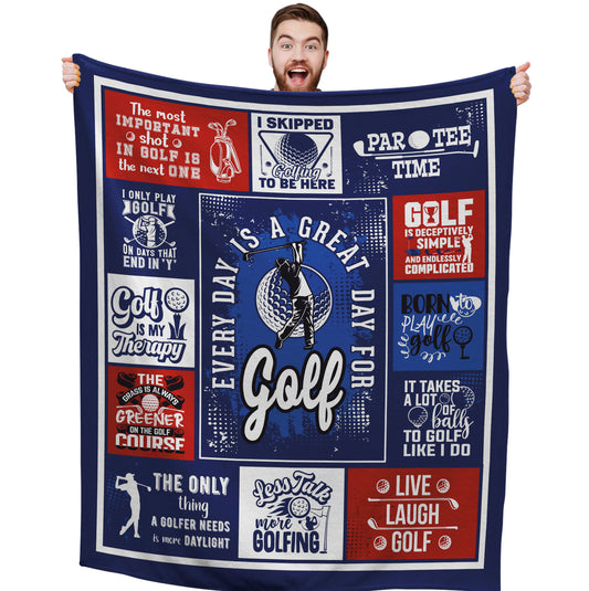 Gift for Golfer, Golf Blanket for Him, Golfing Throw Blankets - Custamazegifts.com 