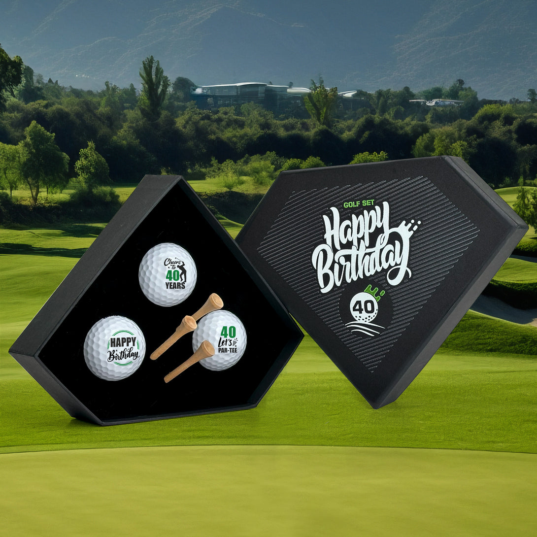 Happy Birthday Golf Gift Box, Personalized 3 Golf Balls with Your Age and 3 Tees - Custamazegifts.com 