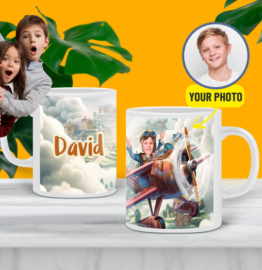 Custom Mug Photo Pilot Gift For Him, Personalized Kids Mug - Custamazegifts.com 