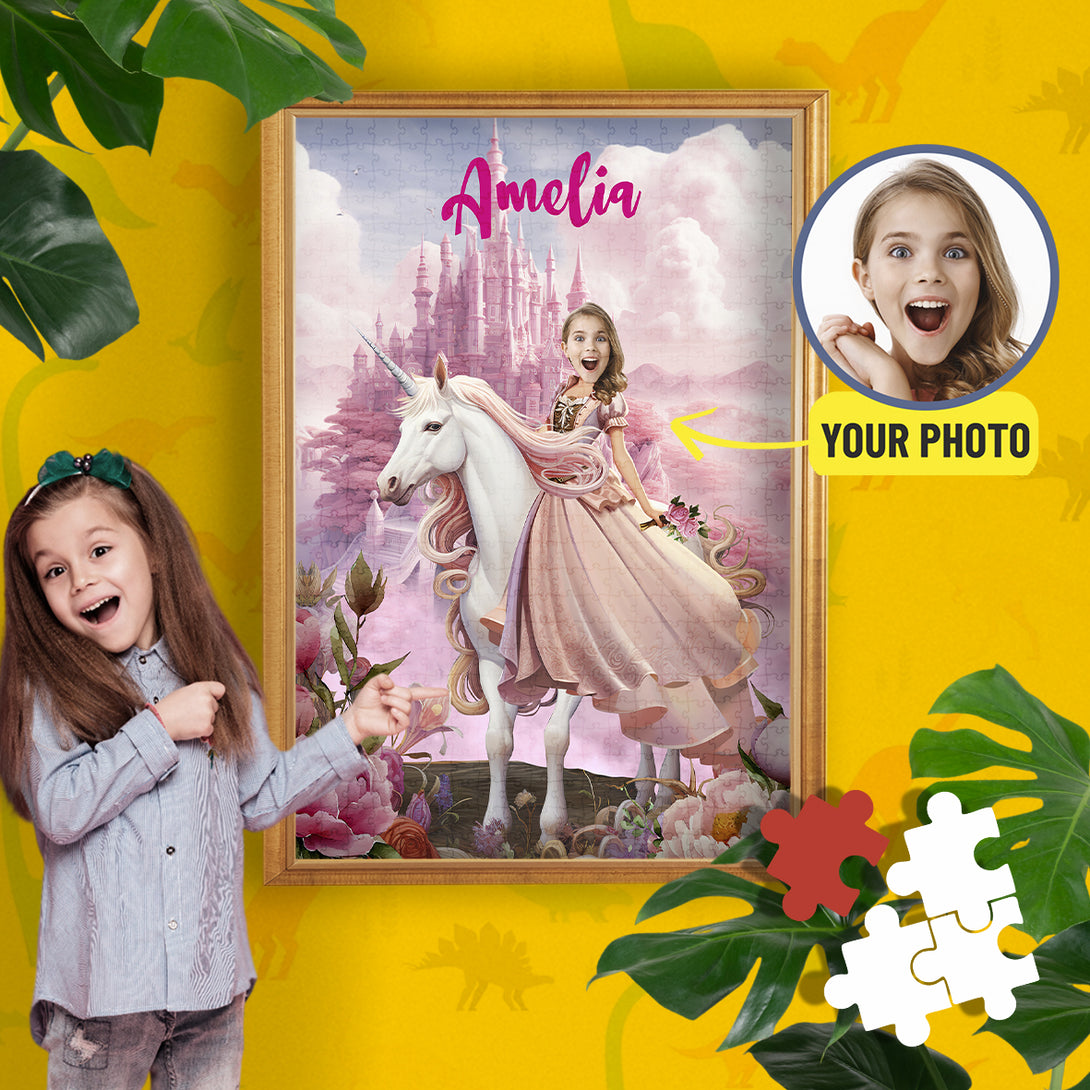 Personalised Unicorn and Princess Puzzle Holiday Gift for Girls - Custamazegifts.com 