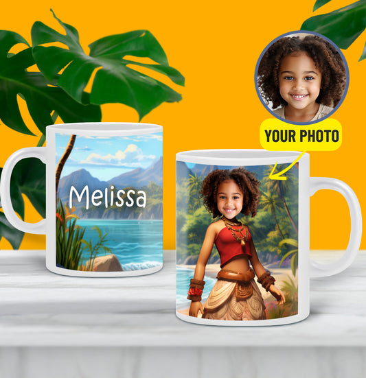 Personalized Mug for Kids Moana Gift for Girls, Custom Mug Cartoon - Custamazegifts.com 