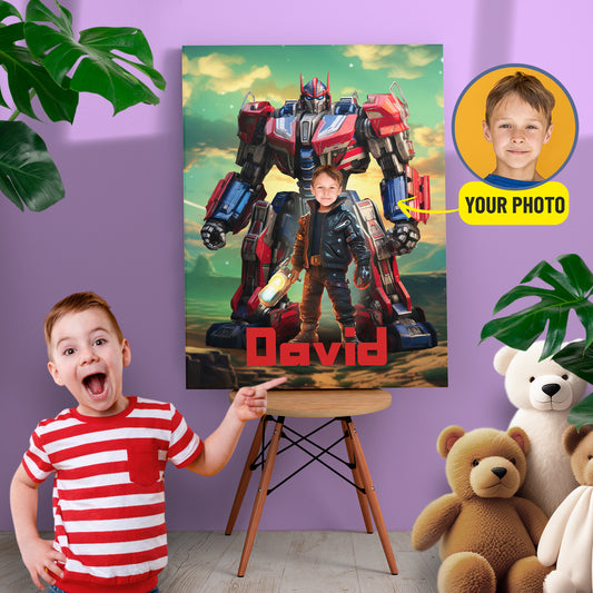 Kids Custom Canvas, Transformers Boys Portrait From Photo - Custamazegifts.com 